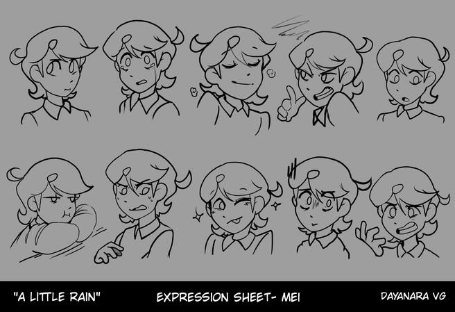 "A Little Rain"- Expression Sheet "Mei"