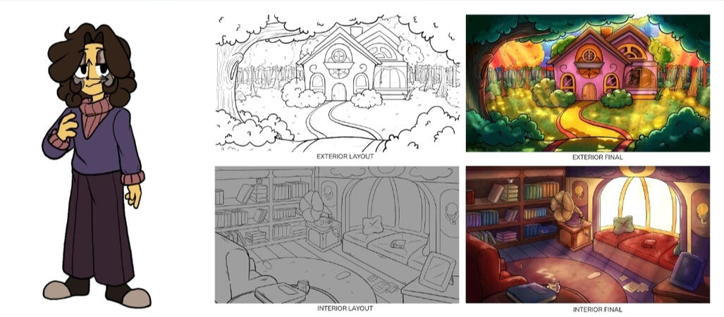 Rosa's home: package (exterior and interior BGs and Layouts)