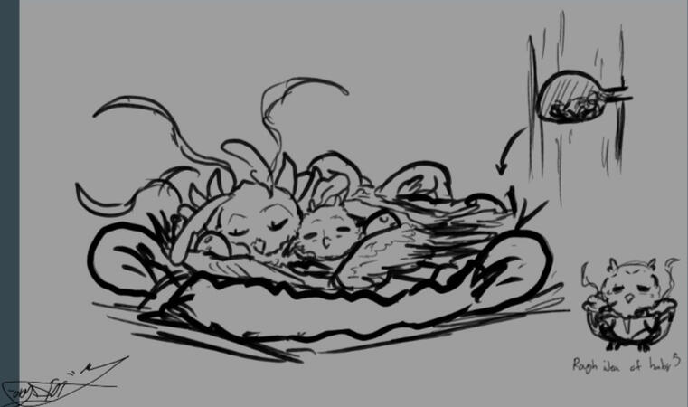 Creature: "Mothettle" younglings- Concept sketches
